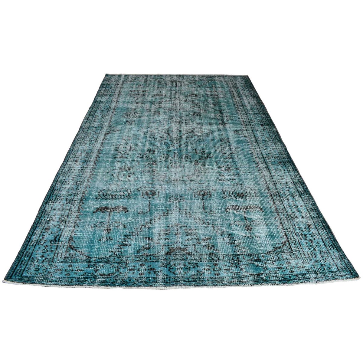 Turkoois vintage vloerkleed - 256x160 cm - HANDGEMAAKT
