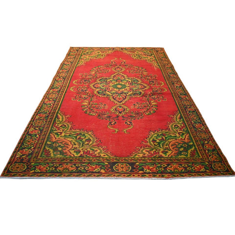 Rood vintage vloerkleed - 273x184 cm - HANDGEMAAKT