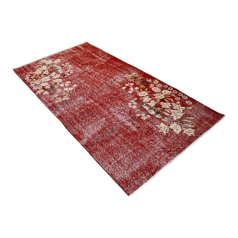 Vintage vloerkleed rood - 210x110 cm - HANDGEMAAKT