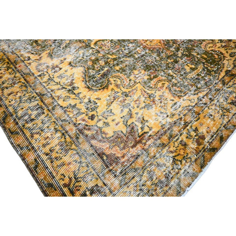 Geel groen vintage vloerkleed - 260x162 cm - HANDGEMAAKT