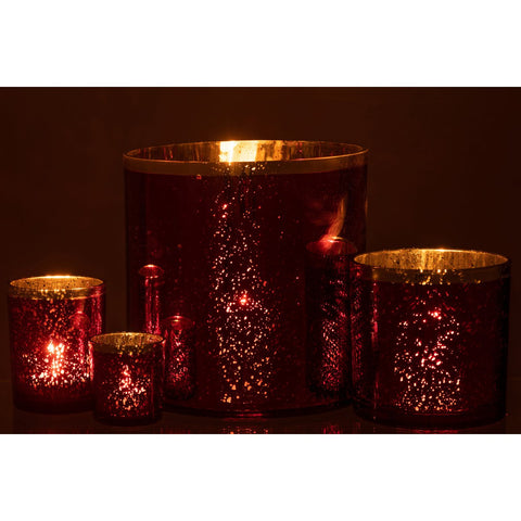 J-Line windlicht Rand - glas - goud/rood - extra large