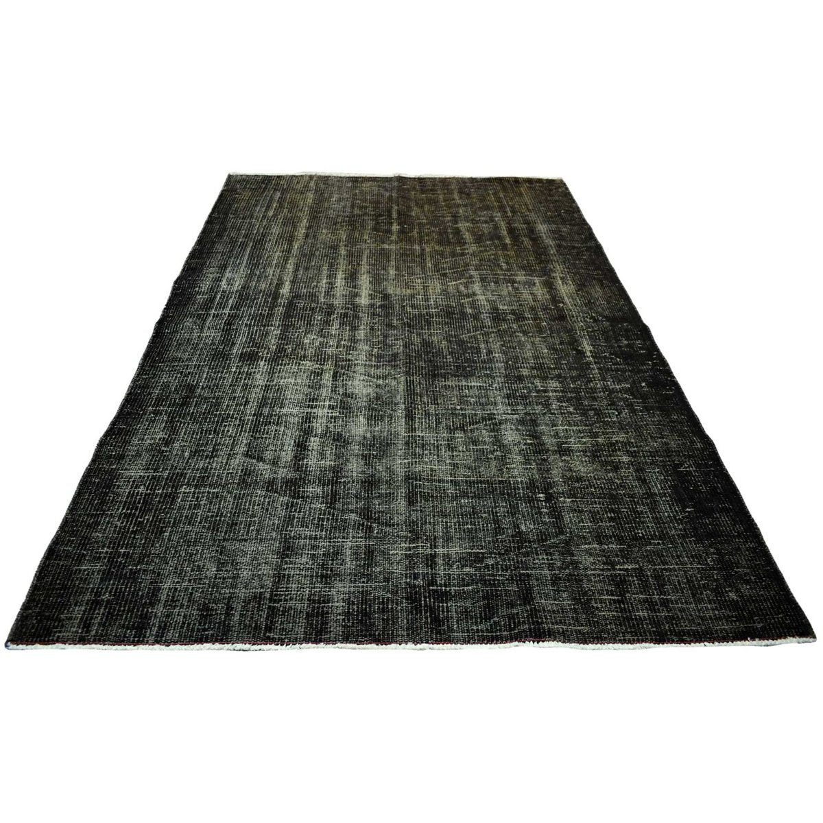 Zwart groen vintage vloerkleed - 266x145 cm - HANDGEMAAKT - HANDGEMAAKT