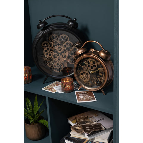 J-Line Wekker Romeinse Cijfers klok - metaal - zwart- L - Ø 47 cm