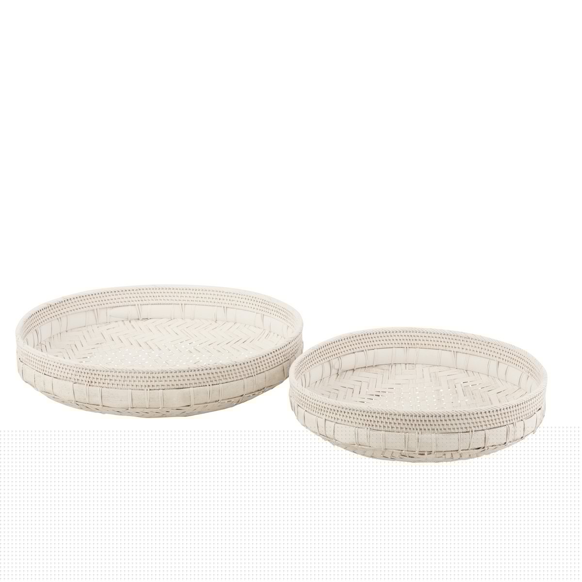 J-Line schalen Rond - rotan - wit