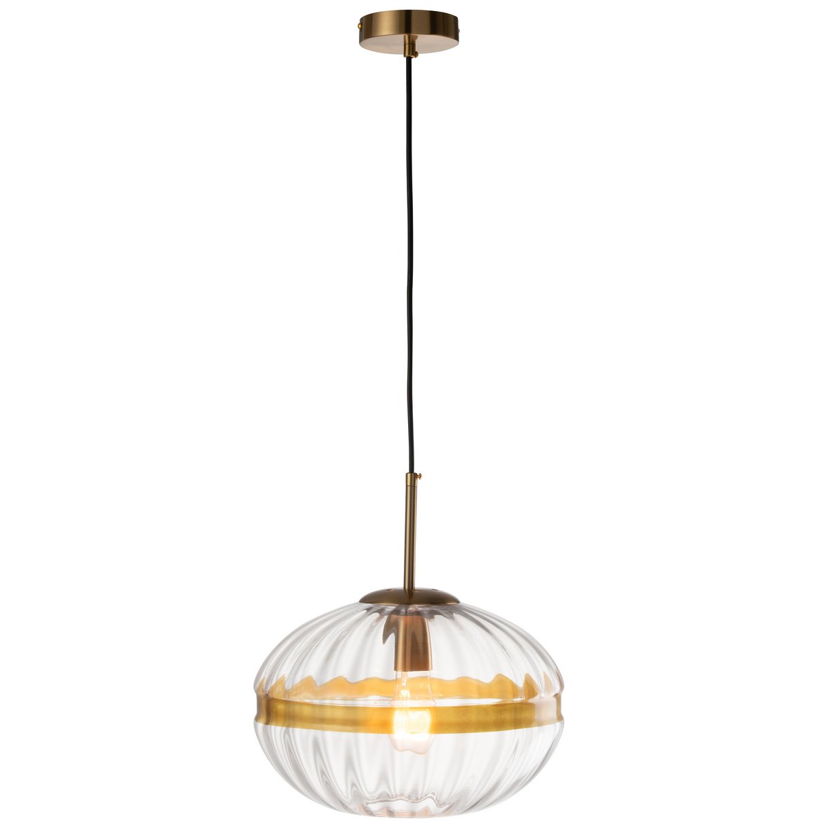 J-Line Hanglamp Ovaal Ijzer/Glas Transparant Goud
