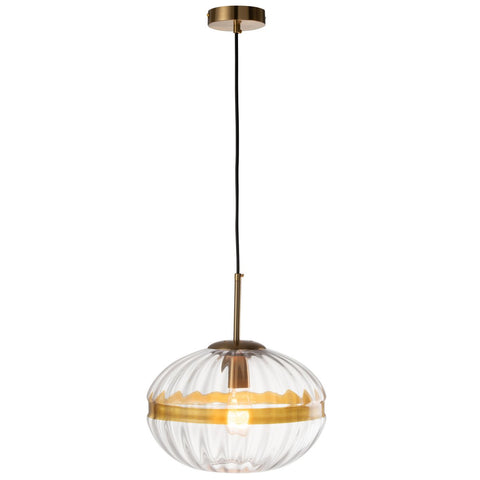 J-Line Hanglamp Ovaal Ijzer/Glas Transparant Goud