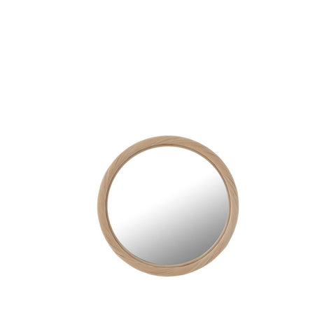 J-Line wandspiegel Rond Rotan/glas Naturel Small