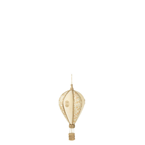J-Line Heteluchtballon Hangend Polyfoam/Textiel Wit/Goud Small