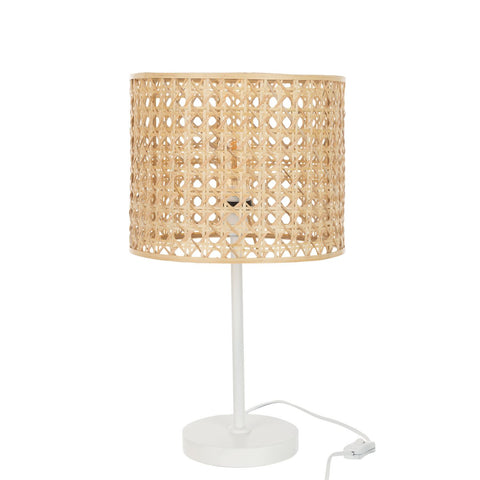 J-Line Roma tafellamp - bamboe/ metaal - naturel/ wit
