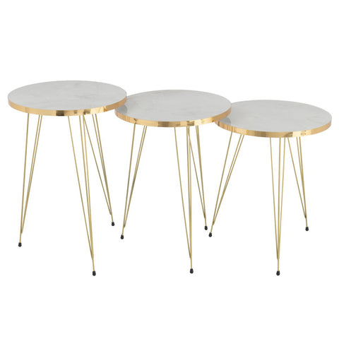 J-Line bijzettafel - metaal - wit/goud