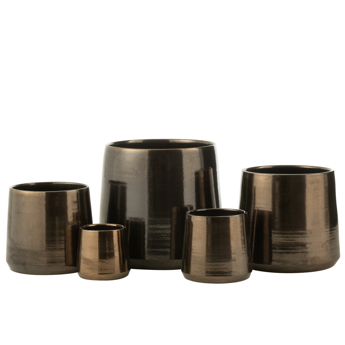 J-Line Bloempot Rond Terra Blinkend Goud  Extra Large