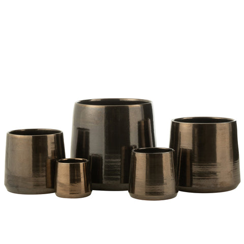 J-Line Bloempot Rond Terra Blinkend Goud  Extra Large