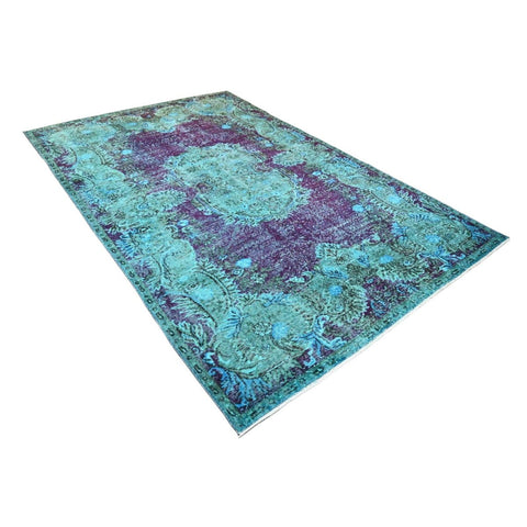Turquoise vintage vloerkleed - 277x177 cm - HANDGEMAAKT