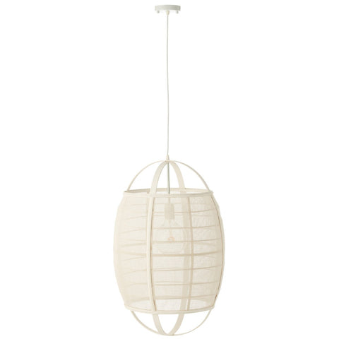 J-Line Hanglamp Ion Linnen/Bamboe Wit Large