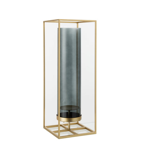 J-Line windlicht Rechthoek Hoog - kaarshouder - metaal/glas - goud