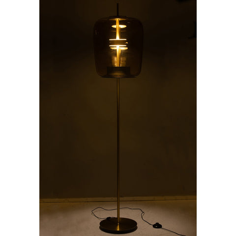 J-Line staanlamp - glas - bruin - LED lichtjes