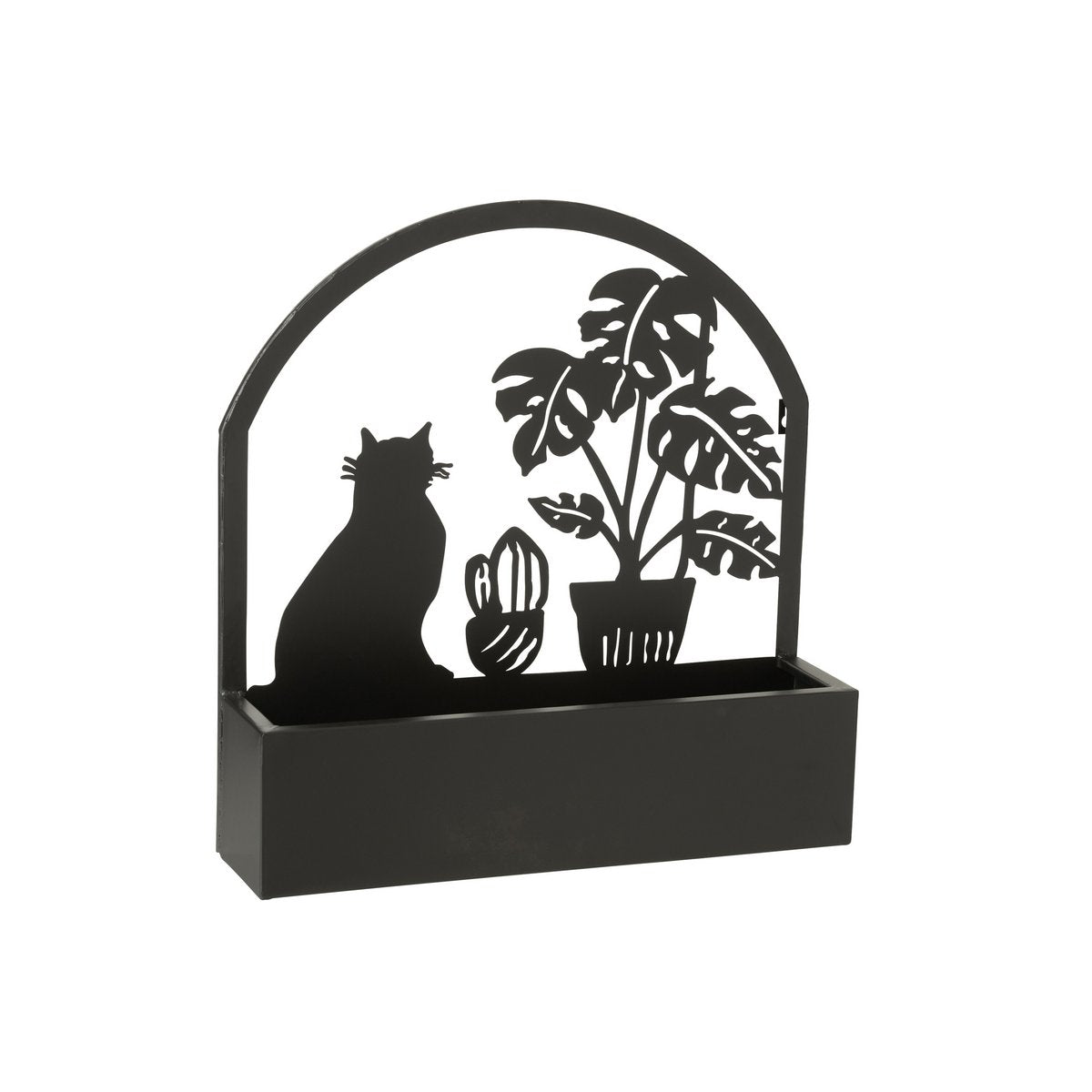 J-Line bloempot Kat - metaal - zwart - Ø 11.50 cm