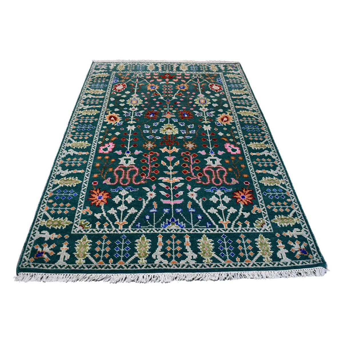 Groen Azeri vloerkleed - 195x128 cm - HANDGEMAAKT