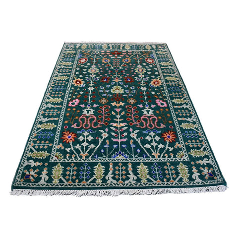 Groen Azeri vloerkleed - 195x128 cm - HANDGEMAAKT