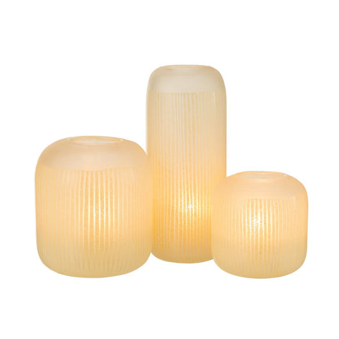 J-Line vaas Strepen - glas - lichtgeel - large