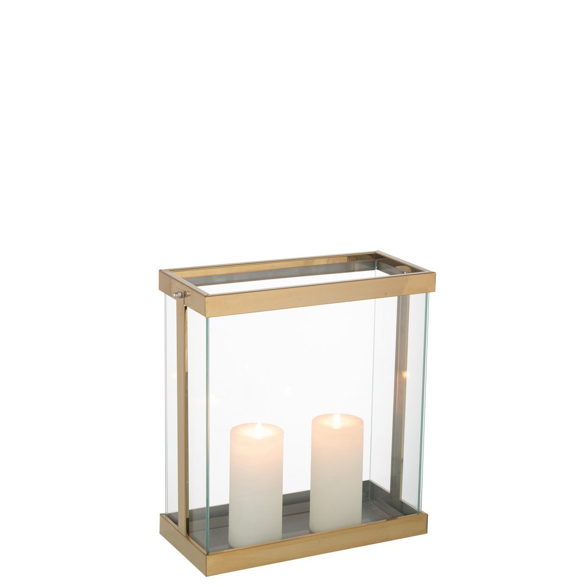 J-Line Lantaarn Rechthoekig Enma Ijzer/Glas Goud Small