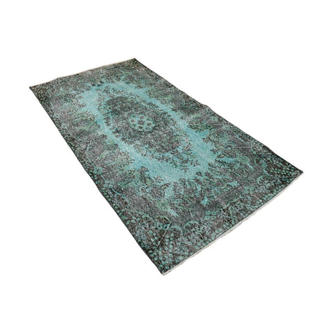 Turquoise vintage vloerkleed - 205x119 cm - HANDGEMAAKT
