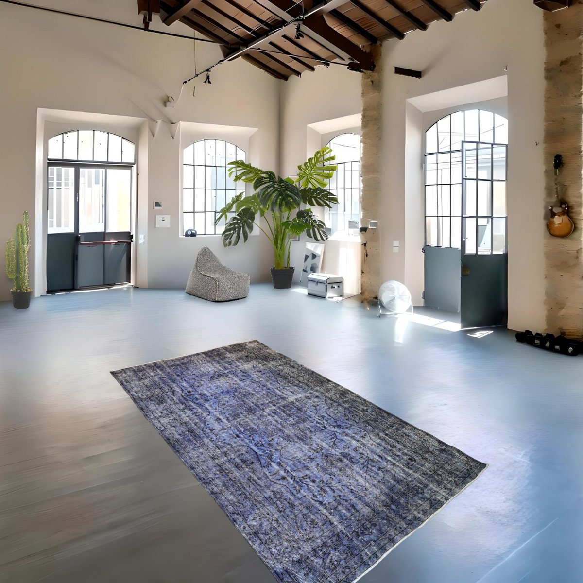 Blauw vintage vloerkleed - 273x160 cm - HANDGEMAAKT