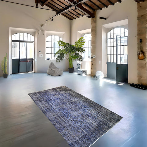 Blauw vintage vloerkleed - 273x160 cm - HANDGEMAAKT