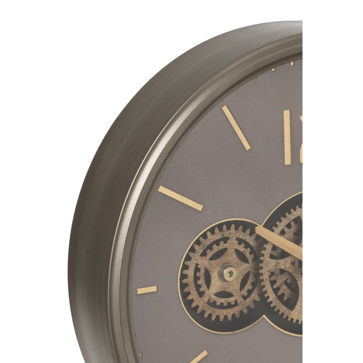 J-Line Klok Tandwiel Mdf Grijs/Goud Small