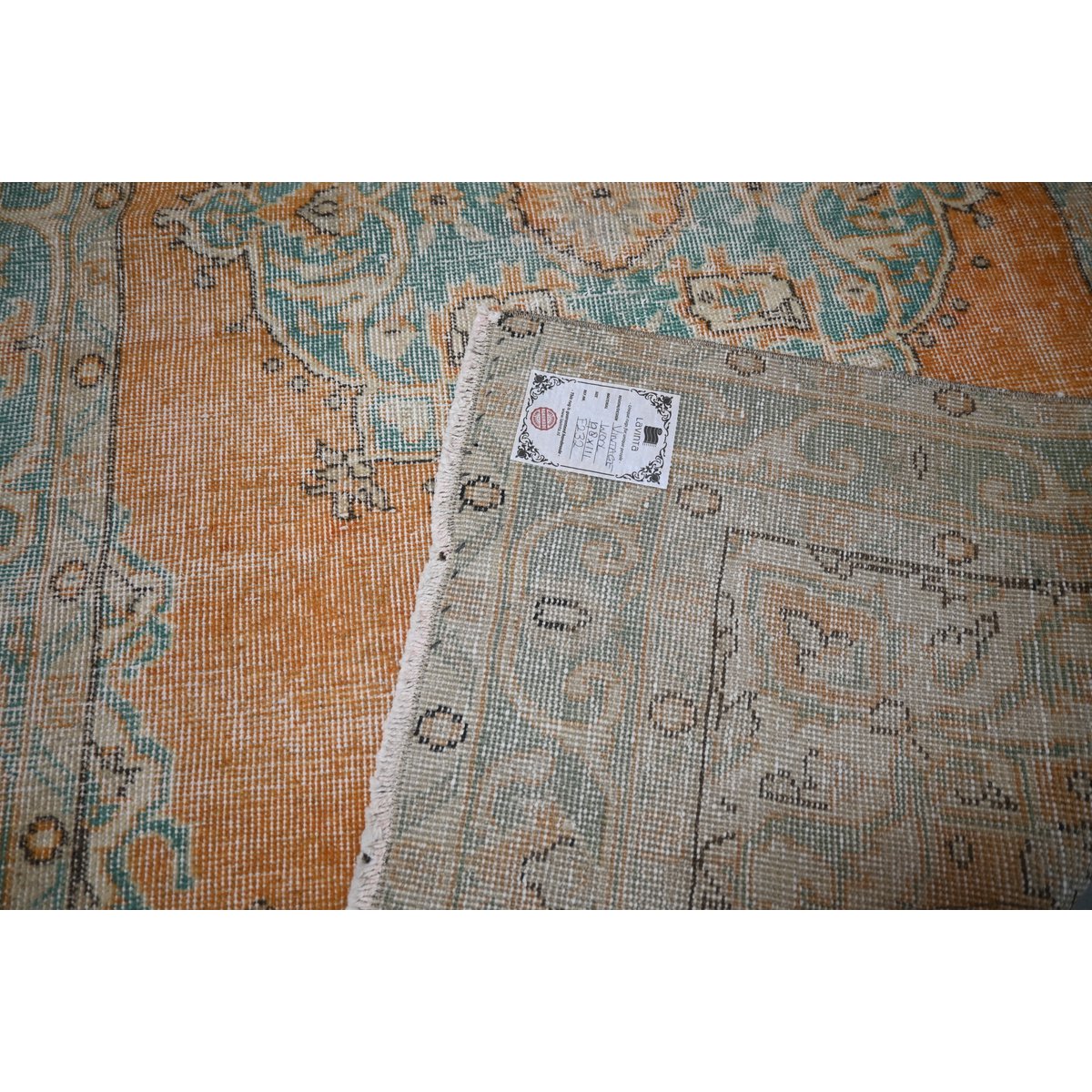 Oranje vintage vloerkleed - 198x111 cm - HANDGEMAAKT