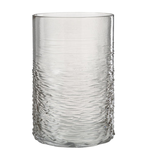 J-Line windlicht Zee - kaarshouder - glas - grijs - large