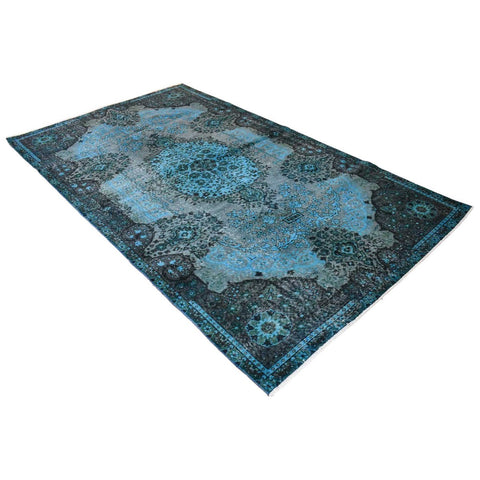 Vintage vloerkleed blauw - 263x160 cm - HANDGEMAAKT