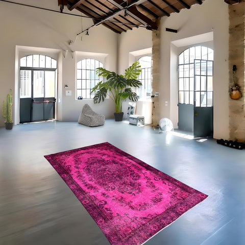 Roze vintage vloerkleed - 284x174 cm - HANDGEMAAKT