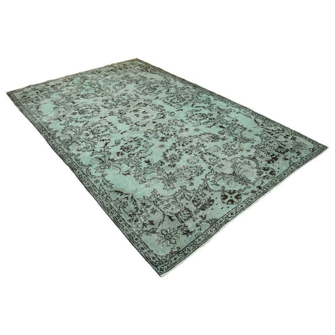 Turquoise vintage vloerkleed - 297x190 cm - HANDGEMAAKT