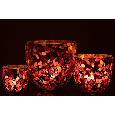 J-Line windlicht Mozaiek - glas -  bordeaux - large