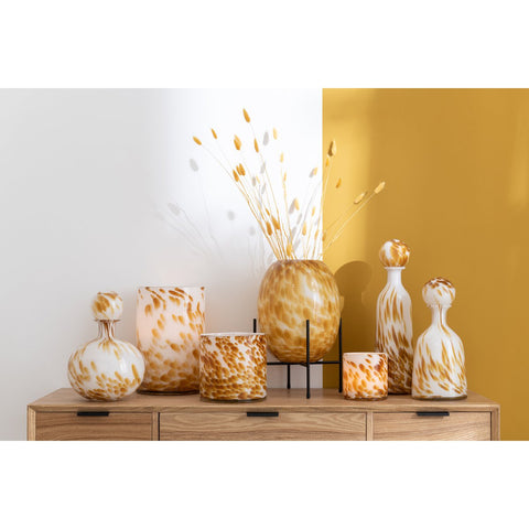 J-Line vaas + Vt Spikkel - glas - wit/oker