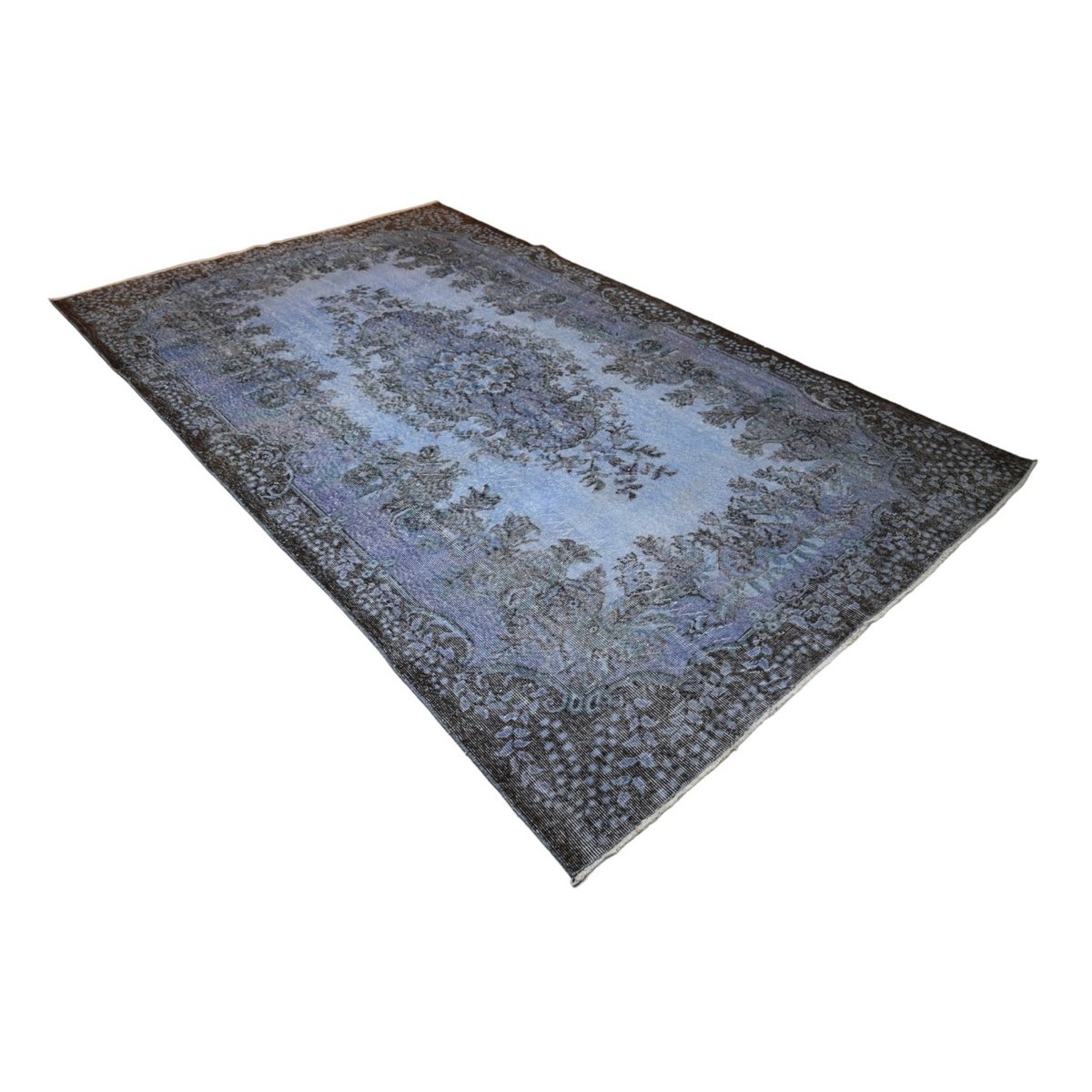 Blauw vintage vloerkleed - 298x178 cm - HANDGEMAAKT