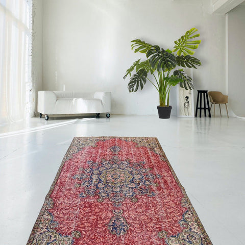 Rood vintage vloerkleed - 288x160 cm - HANDGEMAAKT
