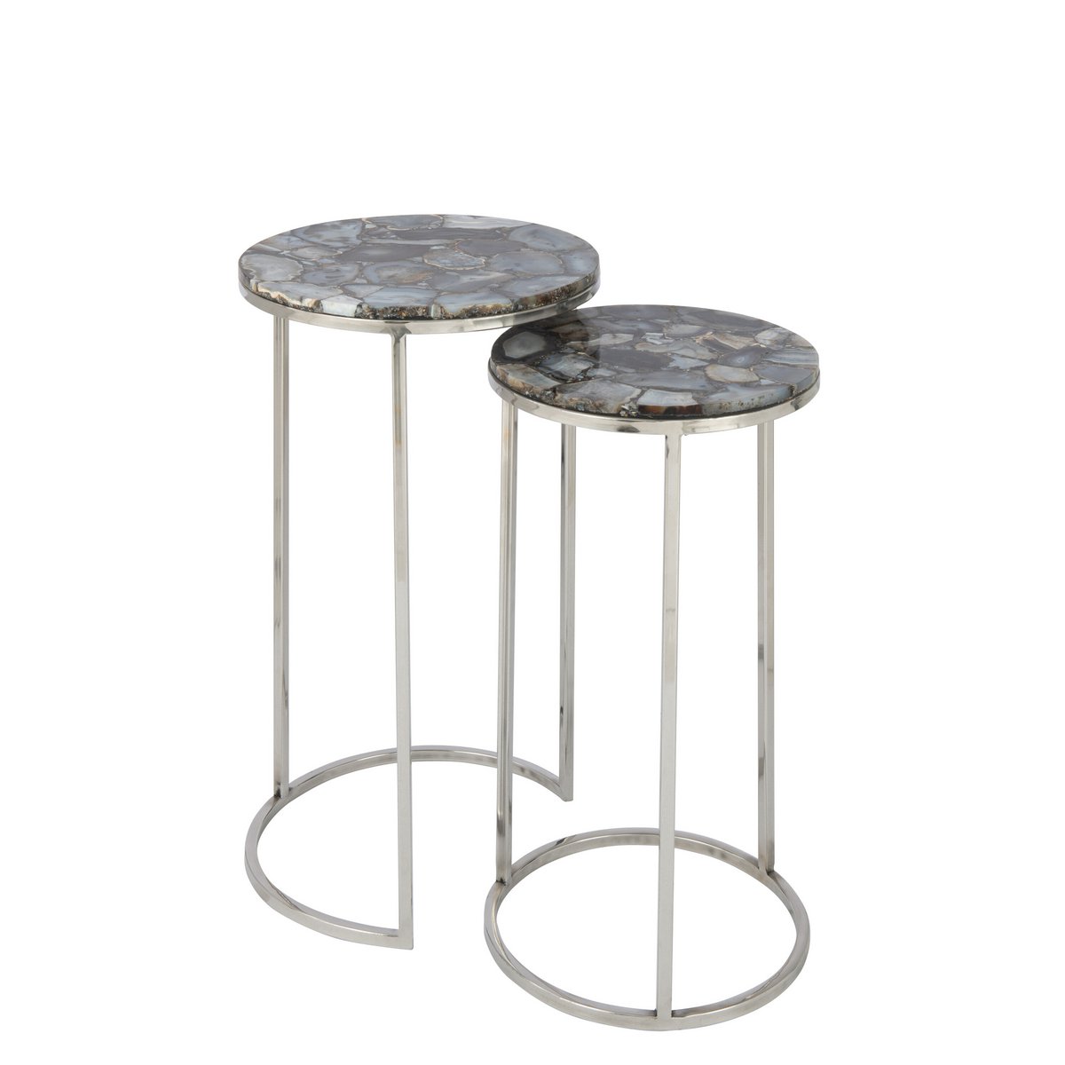 J-Line bijzettafel Agaat - steen/metaal - grijs/zilver