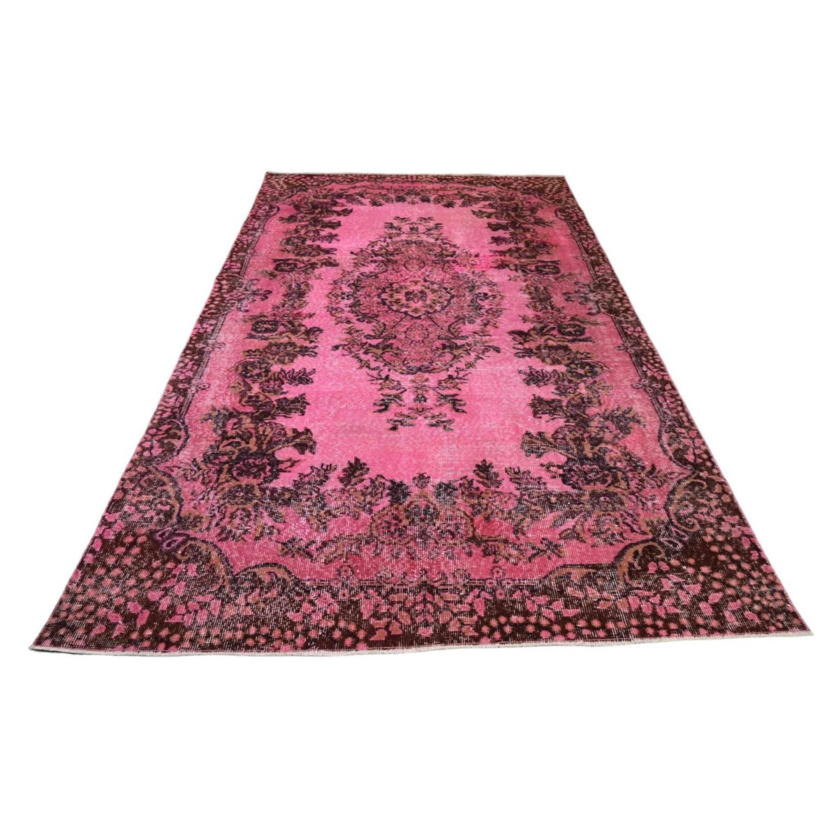 Roze vintage vloerkleed - 270x160 cm - HANDGEMAAKT