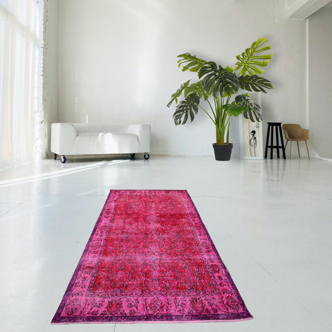Roze-rood vintage vloerkleed - 208x115 cm - HANDGEMAAKT