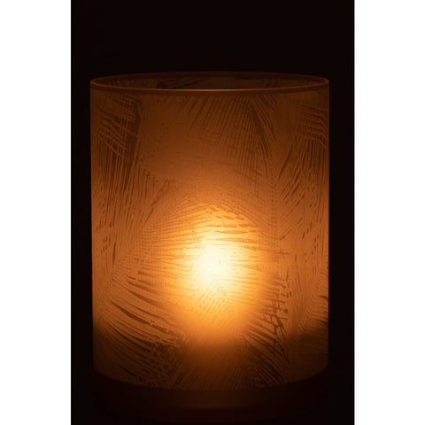 J-Line windlicht Bladeren - glas - beige - extra large