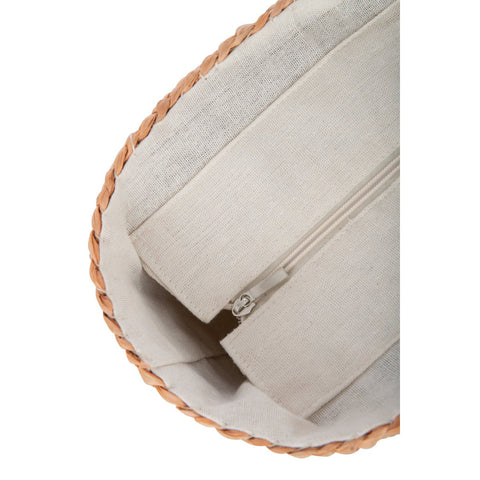 J-Line Strandtas Kort Handvatten Horizontale Strepen Jute Naturel/Licht Oranje
