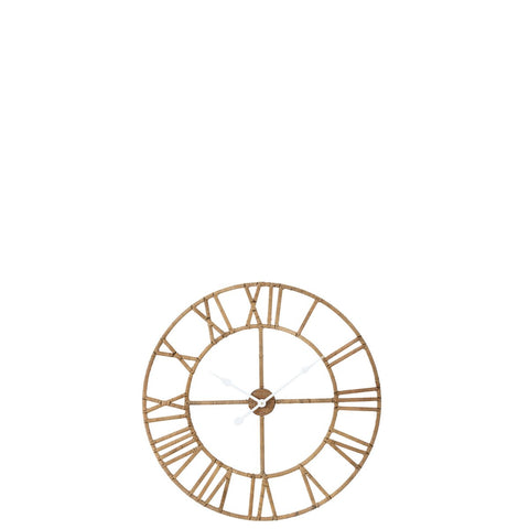 J-Line wandklok Roman - rotan/metaal - naturel - small