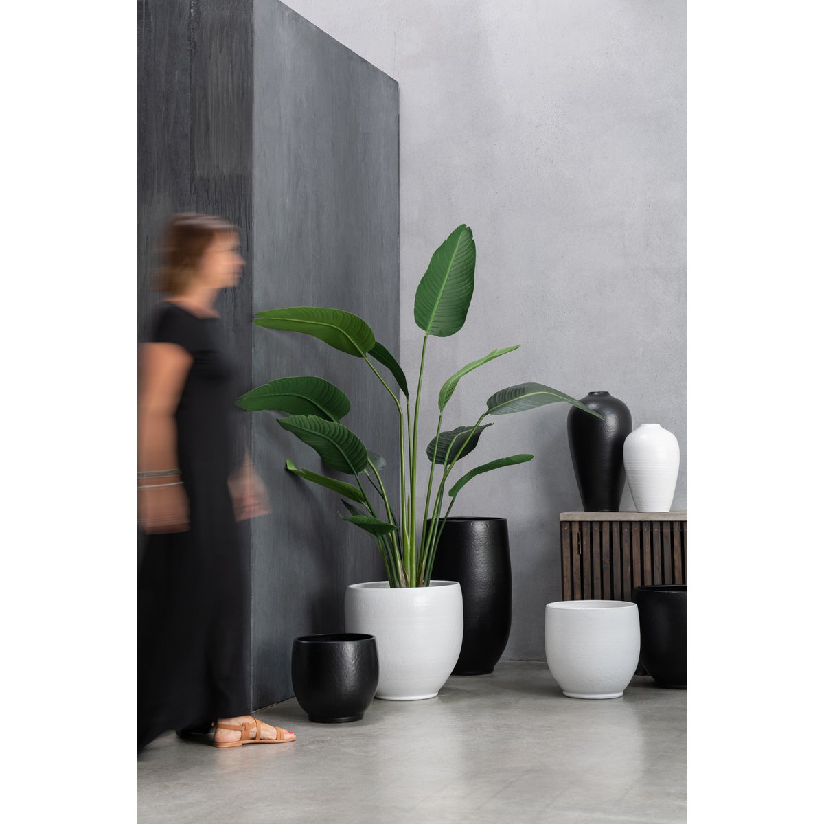 J-Line bloempot Ying - keramiek - wit - medium - Ø 35.00 cm