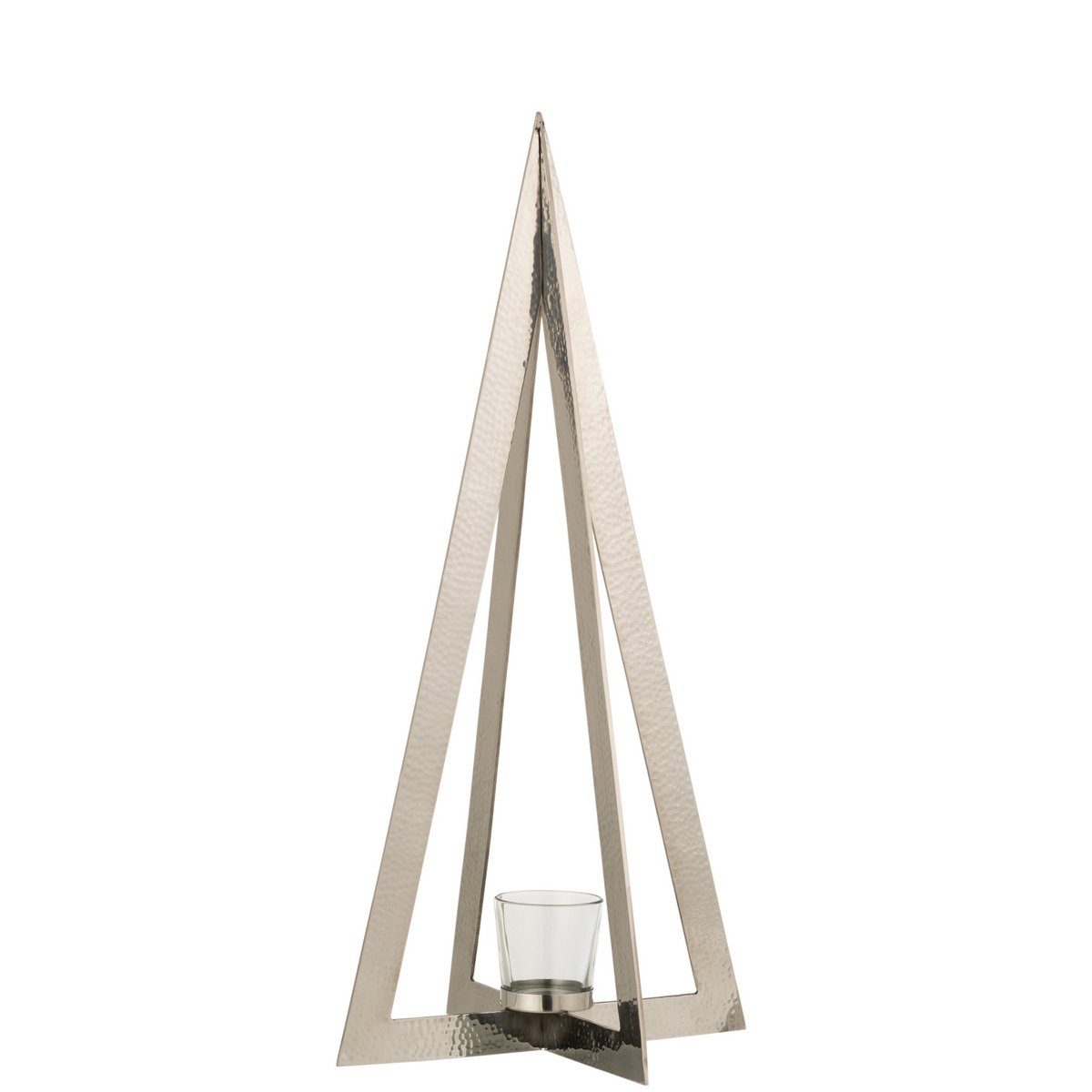J-Line theelichthouder Boom - metaal/glas - zilver - large