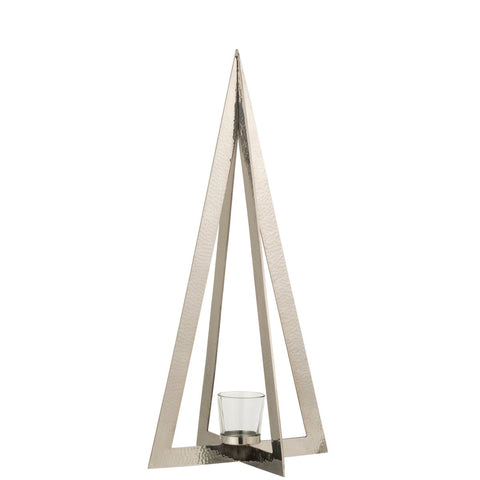 J-Line theelichthouder Boom - metaal/glas - zilver - large