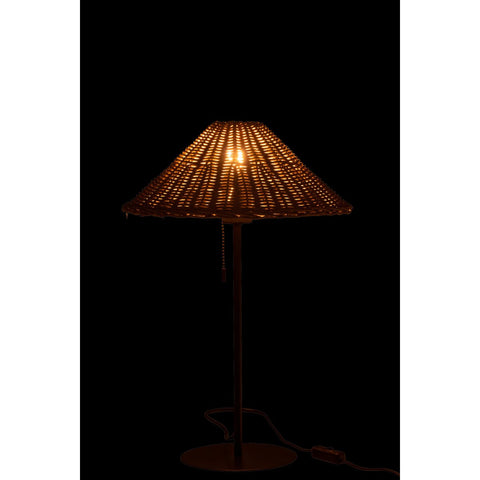 J-Line tafellamp - metaal/rotan - zwart/naturel