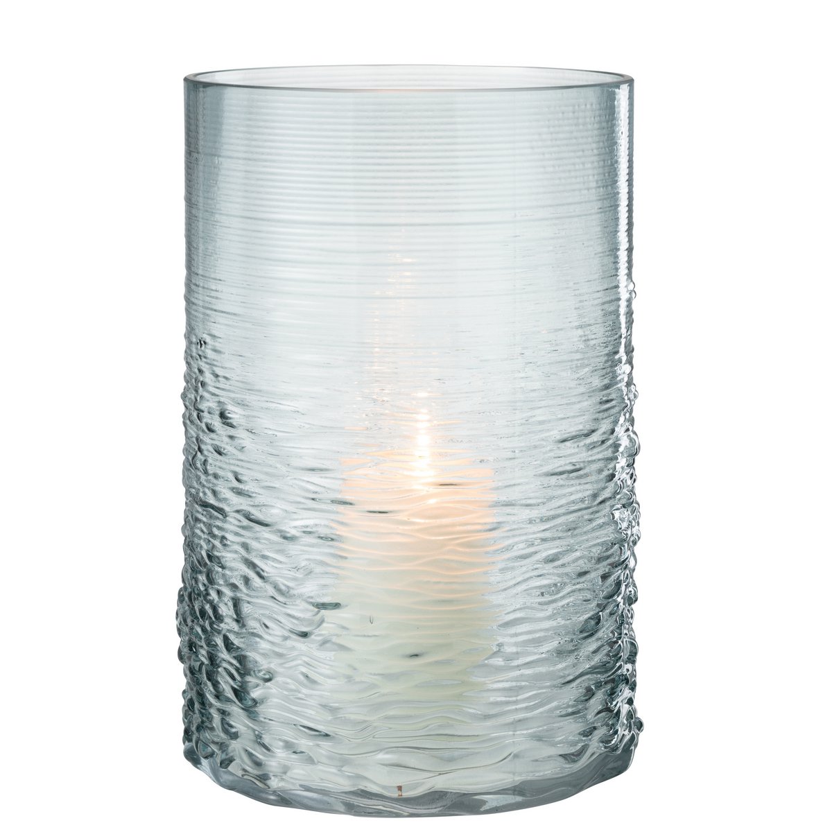 J-Line windlicht Zee - Kaarsenhouder - glas - blauw - large