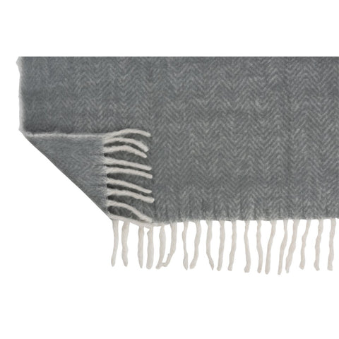 J-Line Plaid alpha - polyester - grijs/ wit - 190 x 136 cm
